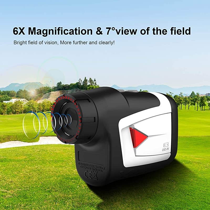 Golf Range Finder with Slope On/Off, 660 Yards Range Finder with Flag-Lock and Vibration, Legal for Tournament Play, &plusmn;0.55yard Accuracy, 6X Magnification,Carrying Case, Free Battery