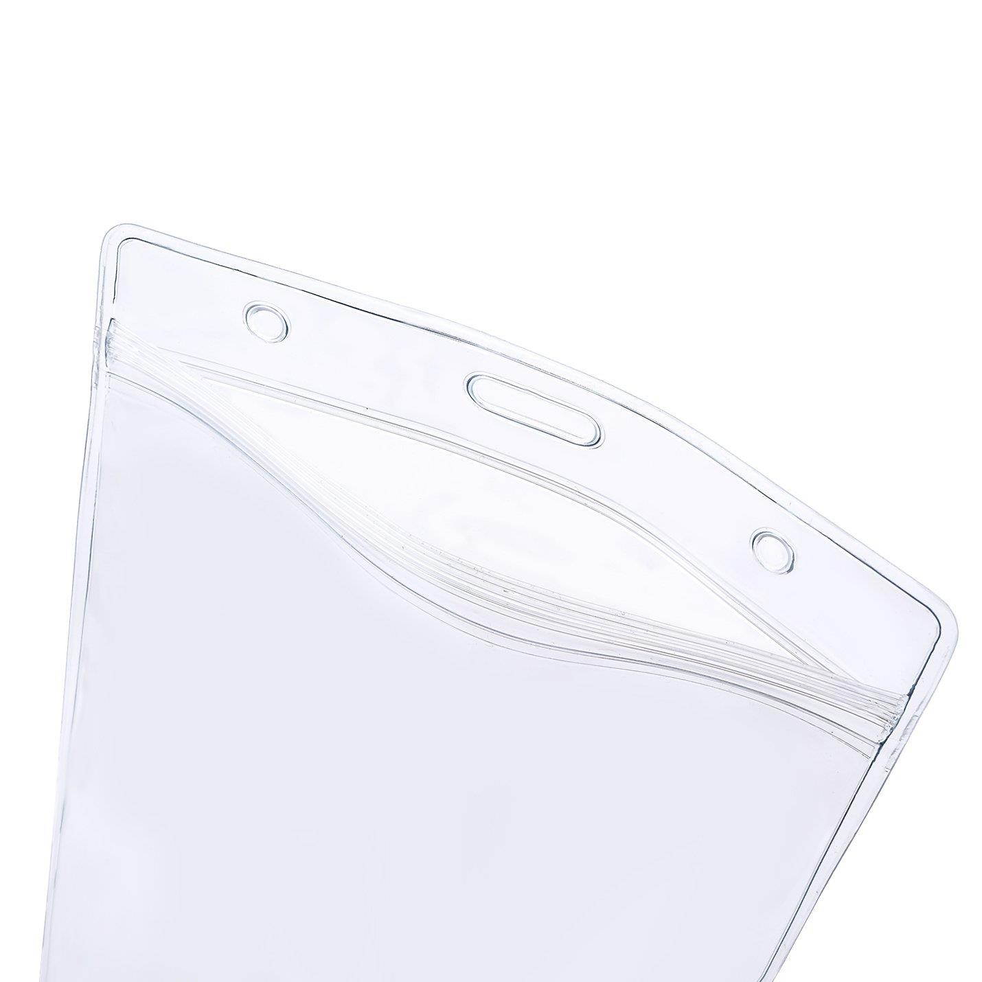 LGEGE 96PCS Transparent Waterproof Extra Large 6x4" Badge Holders (Vertical Style)for Passport ID ,Cash,Plane Ticket, Receipts,Credit Card, etc