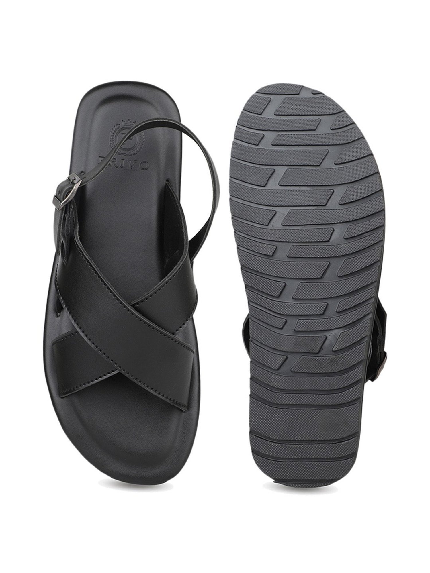 Privo by Inc.5 Men's Black Cross Strap Sandals