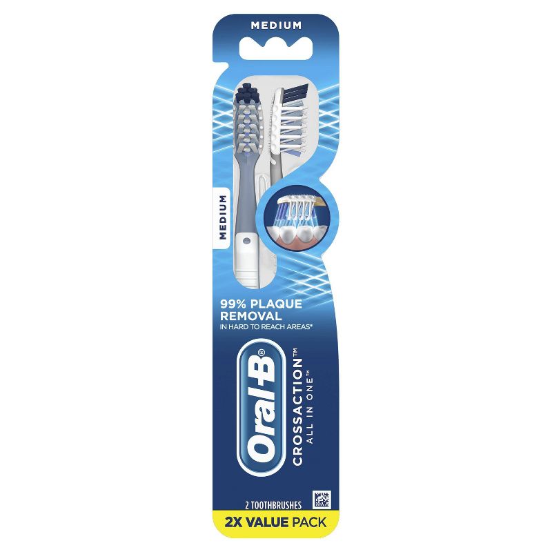Oral-B CrossAction All In One Toothbrush Medium - 2ct