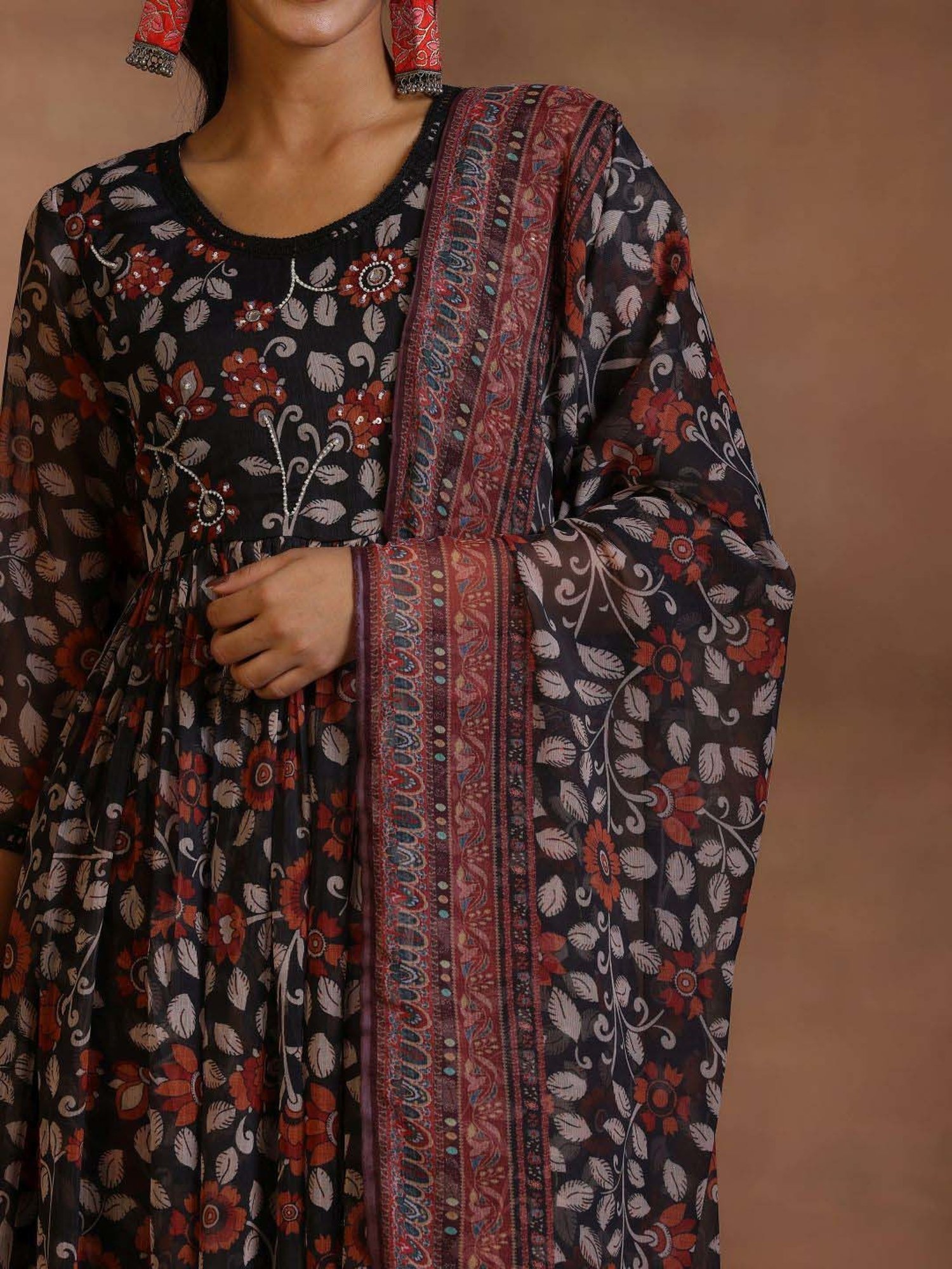 Libas Black Printed Kurta & Palazzo Set With Dupatta