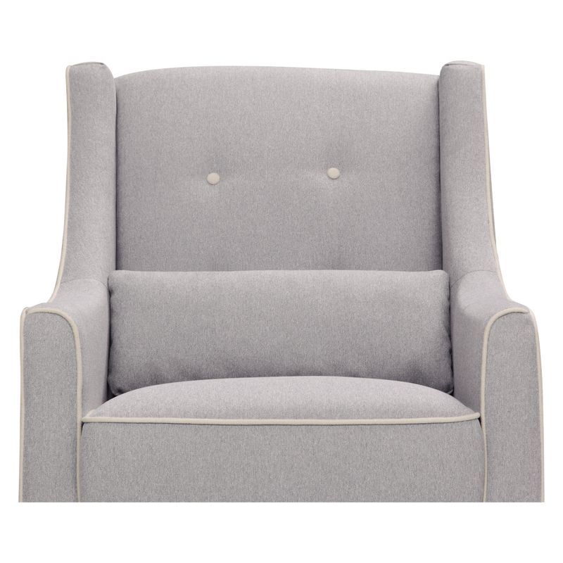 DaVinci Owen Glider and Storage Ottoman - Gray with Cream Piping