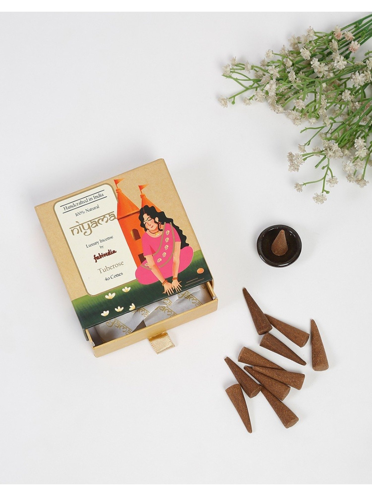 Fabindia Niyama Brown Wood Tuberose Fragrance Incense Cones