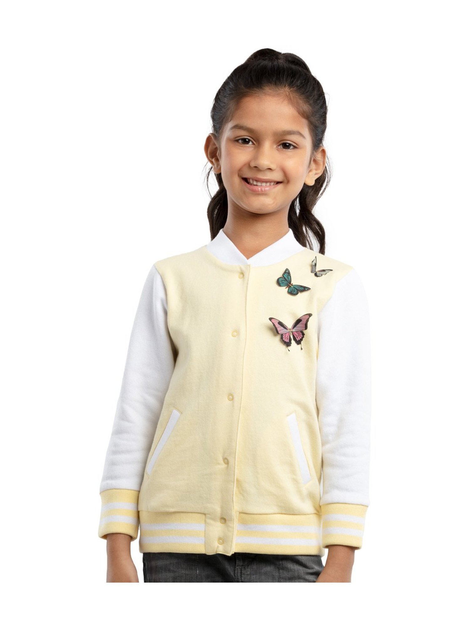 KIDS ONLY Blue Cotton Embroidered Full Sleeves Sweatshirt