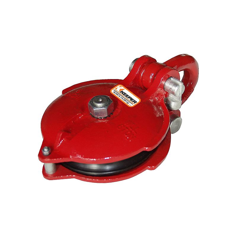 Keeper KWA14650 36000 Pound Weight Capacity Heavy Duty Cast Iron Winch Snatch Pulley Block with Connectors for Straps and Chains & Grease Fitting, Red