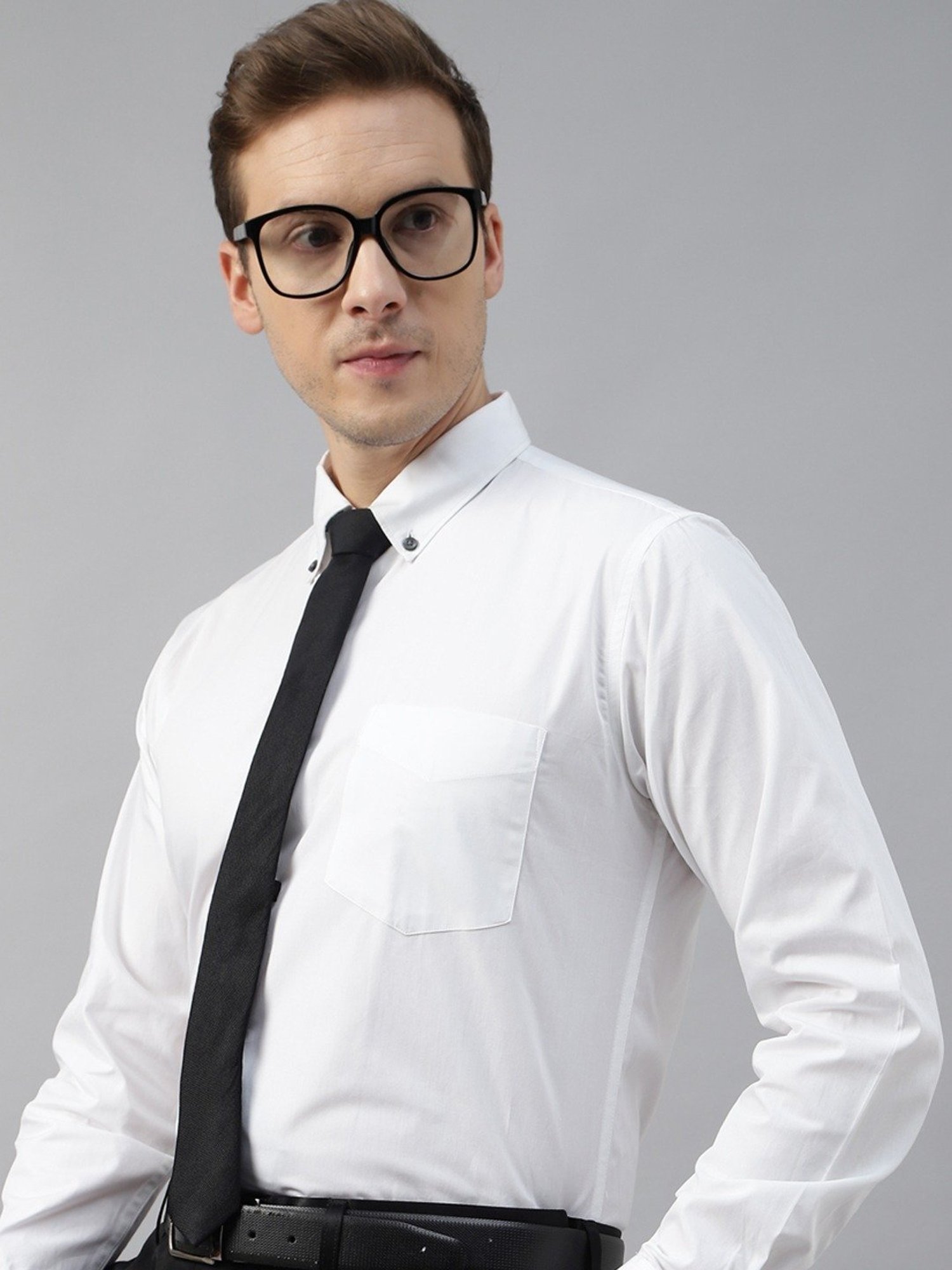Hancock White Cotton Slim Fit Shirt