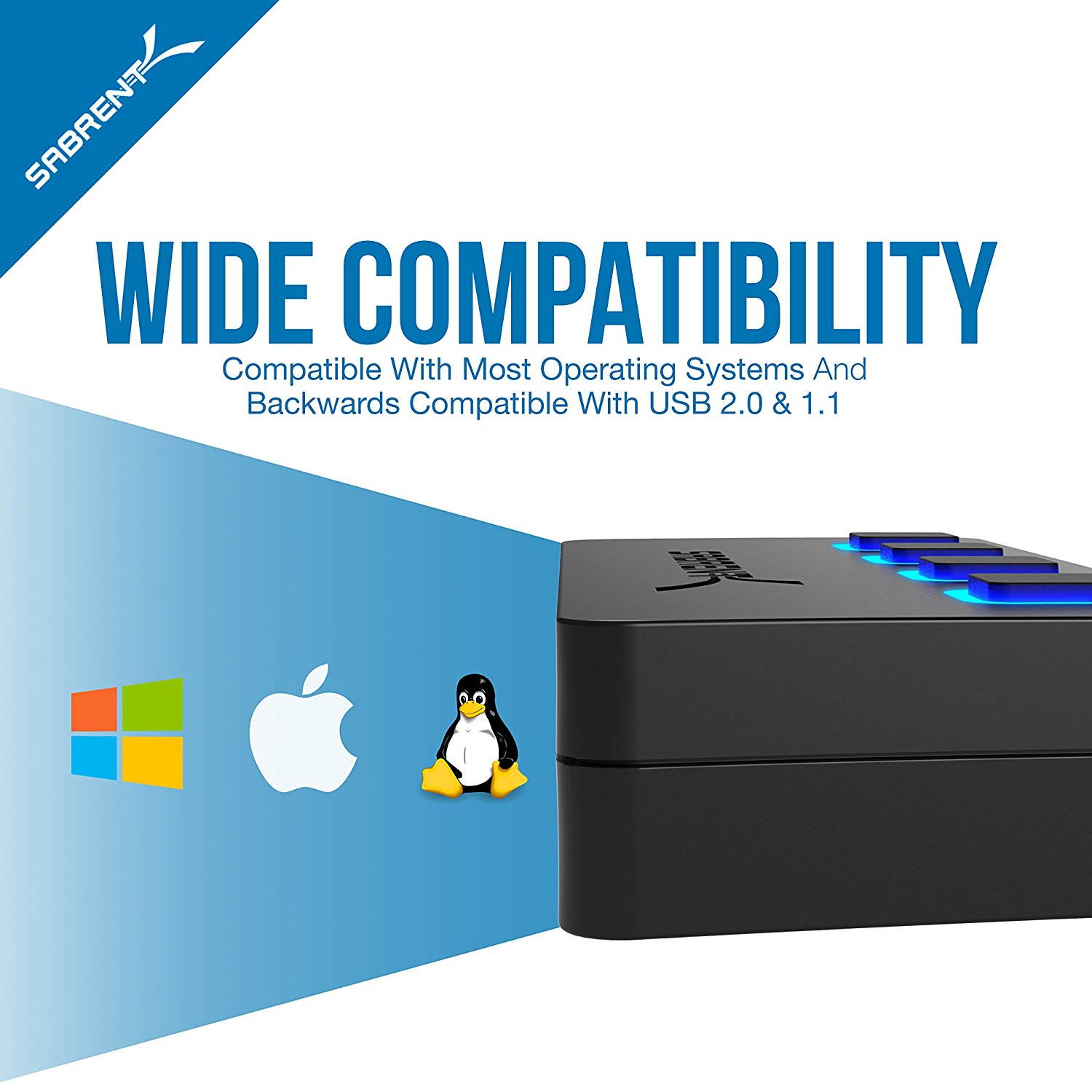 USB HUB, 4-Port USB 3.0 Hub with Individual Power Switches, LED Indicators Each Port , USB HUB Transfer Speeds up to 5Gbps, Compatible USB 2.0 / 1.1,Plug & Play and Hot Swappable