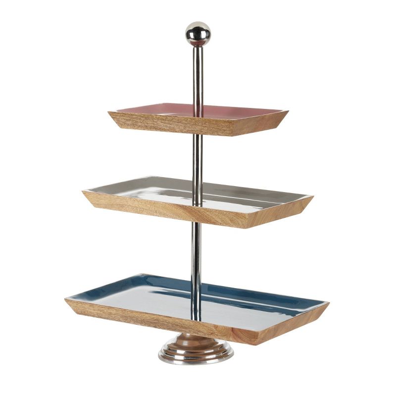 3 Tier 20" Wood Enamel Stand Brown - Olivia & May