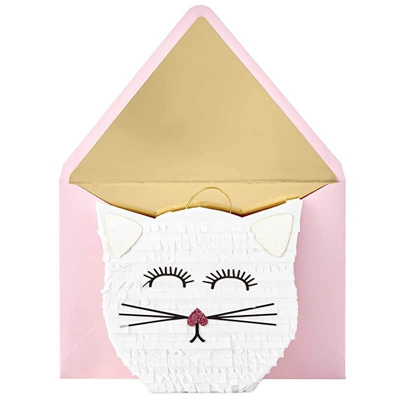 Signature Birthday Card for Girl Cat Pi&ntilde;ata