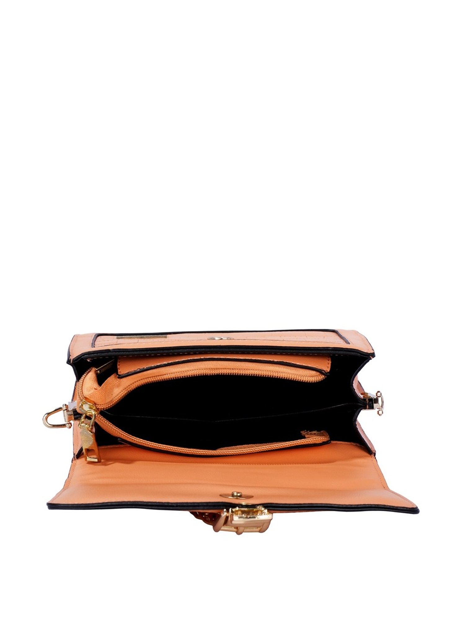 Luvoksi Orange Textured Medium Satchel Handbag