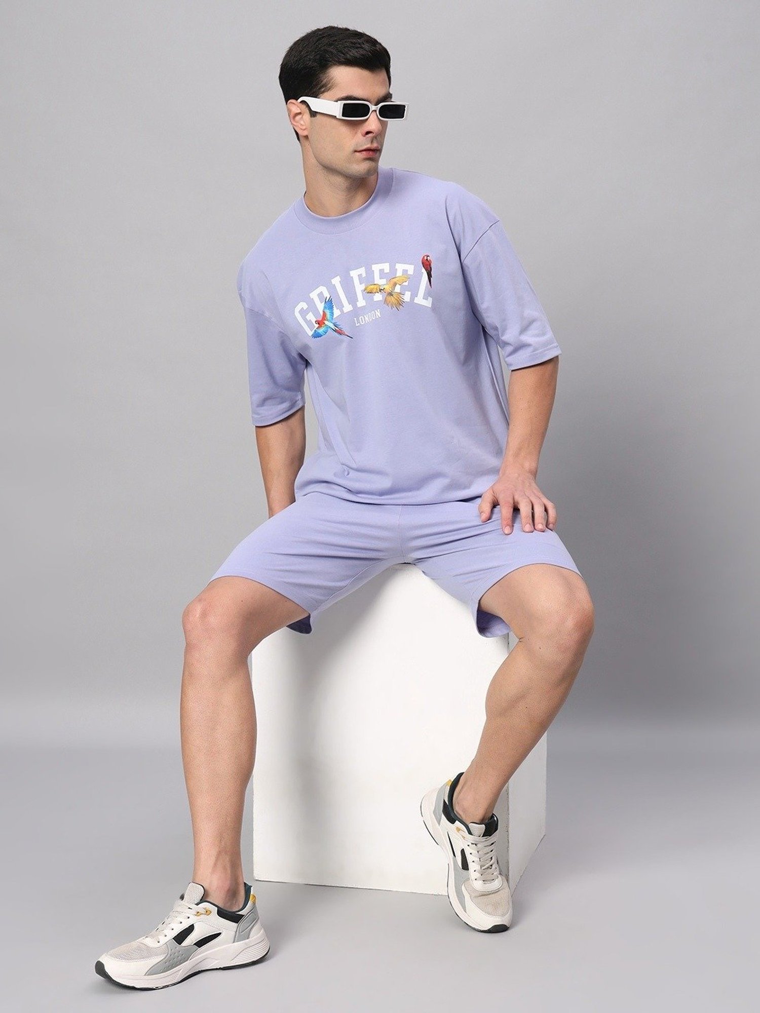 Griffel Lavender Cotton Loose Fit Printed Co-Ord Set