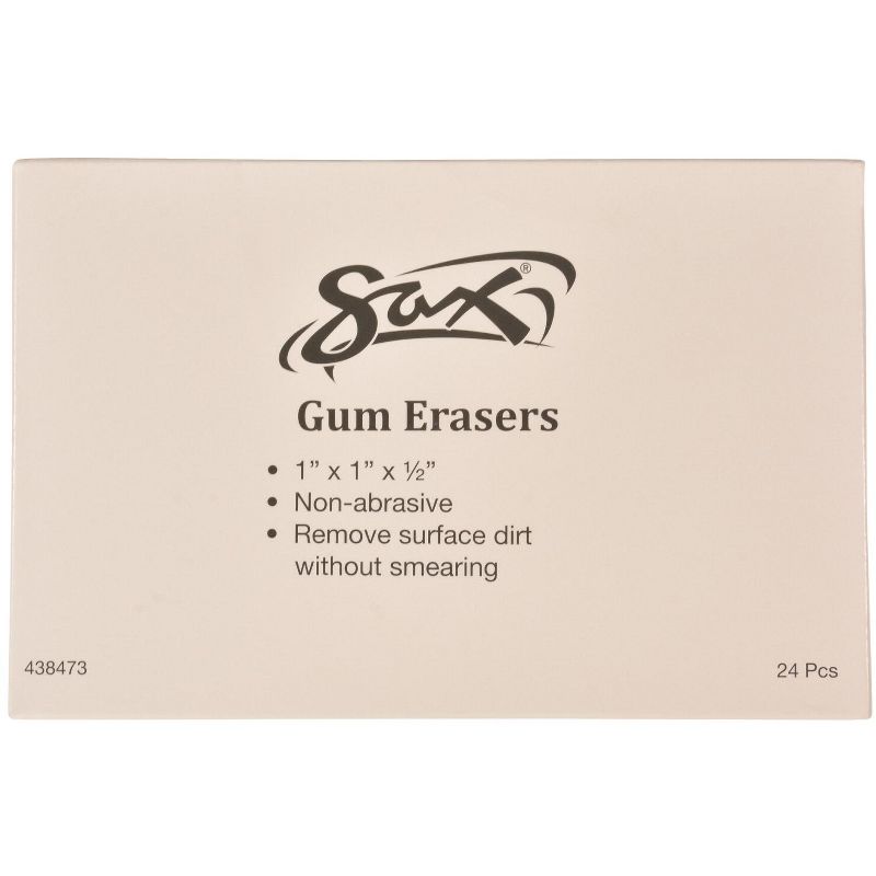 Sax Art Gum Block Erasers, 1 x 1 x 1/2 Inches, pk of 24