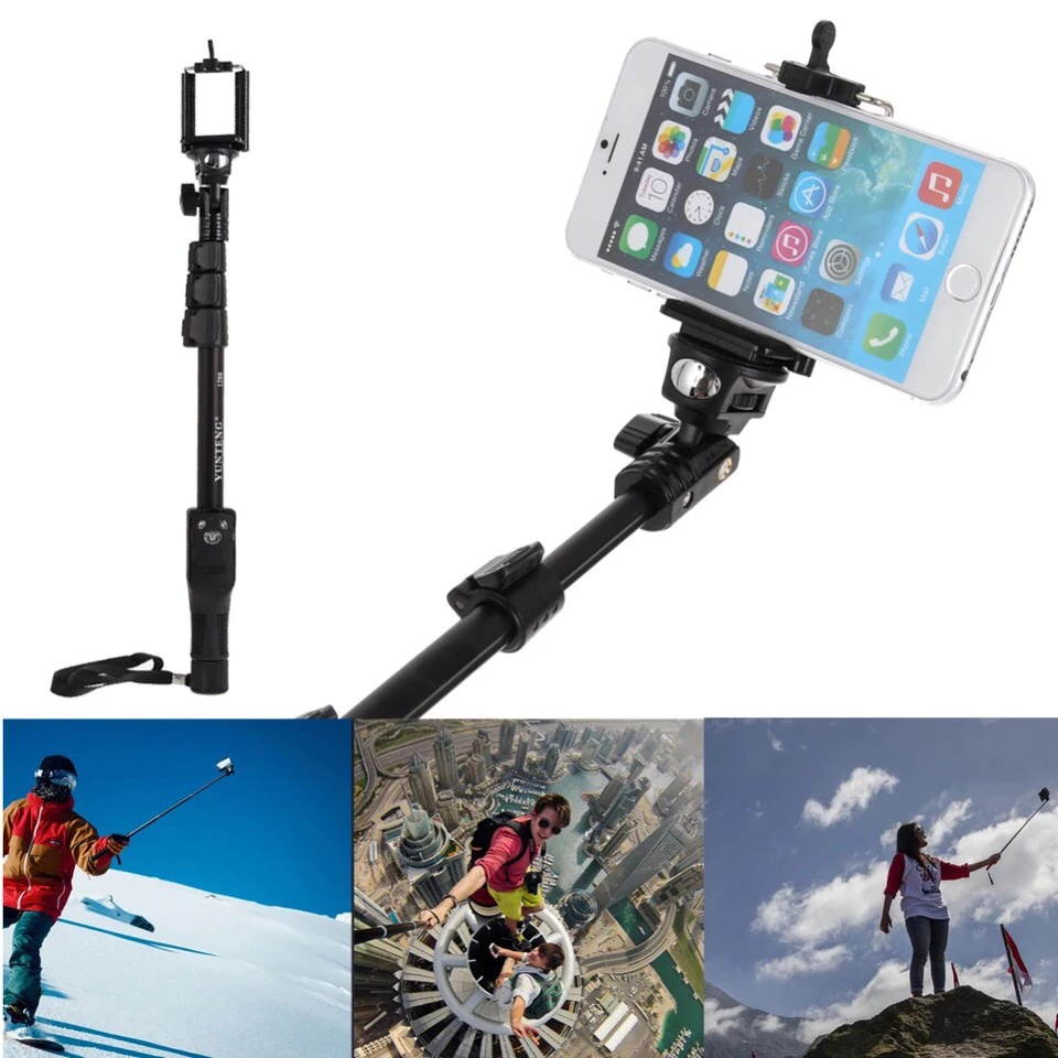 Brand 1288 Selfie Sticks Handheld Monopod + Phone Holder + Bluetooth Shutter for iPhone GoPro Camera