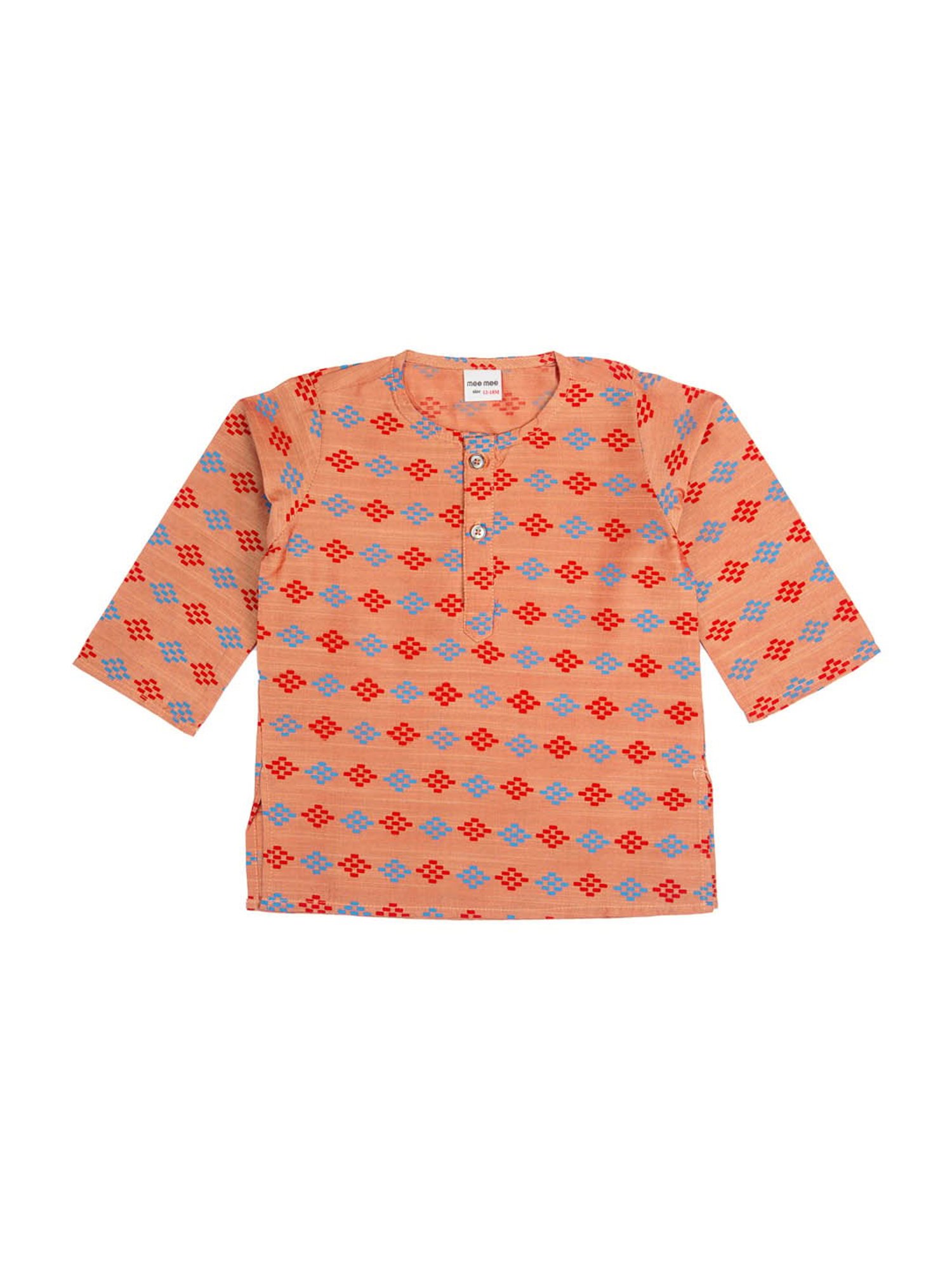 Mee Mee Kids Orange & White Printed Kurta with Pyjamas