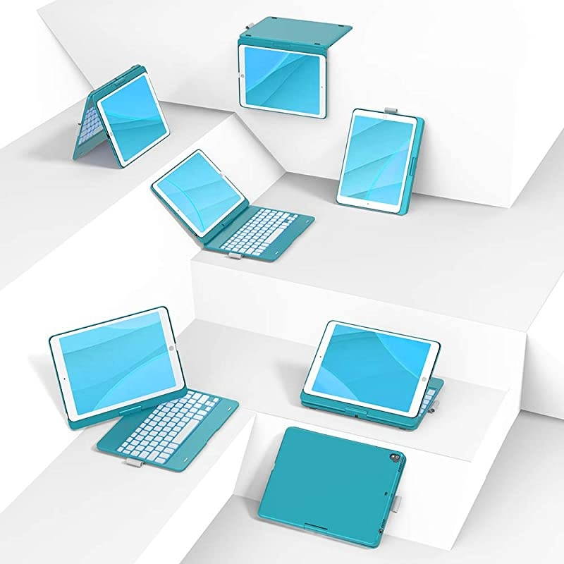 Keyboard Case for 102inch 8th Generation 2020 7th Gen Air 3 Pro 105 in 11 Colors 10 Color Backlight 7 Modes 360&deg; Rotatable Slim Protective Cover 102105 Ocean Blue