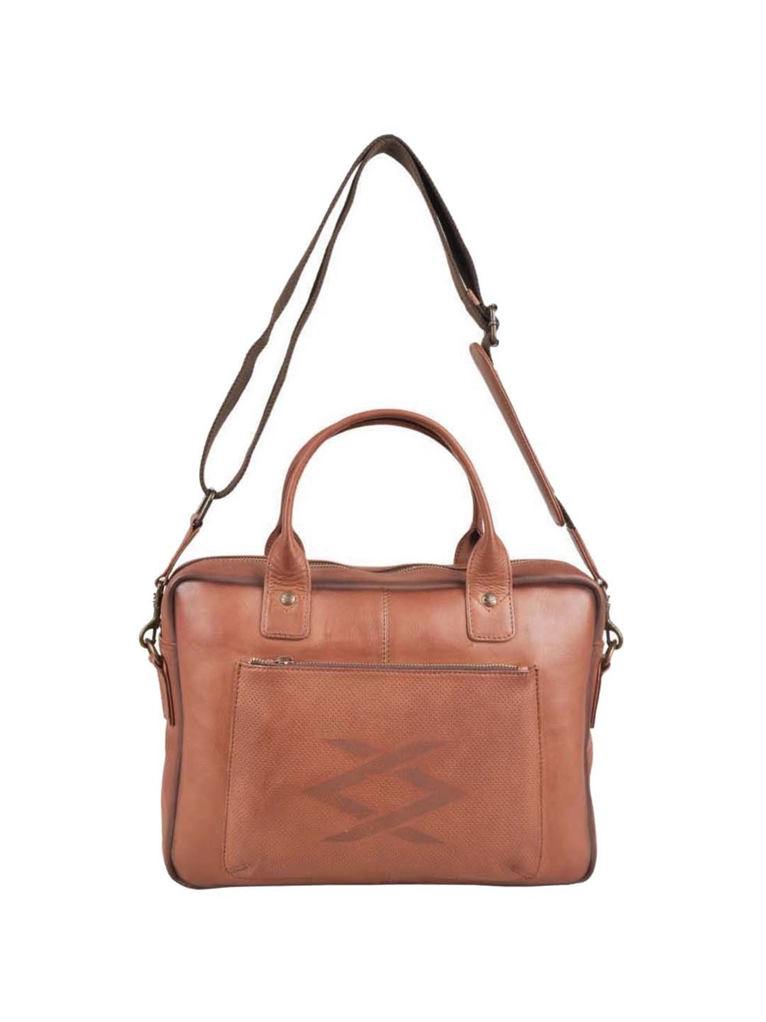 KOMPANERO Tan Leather Medium Messenger Bag