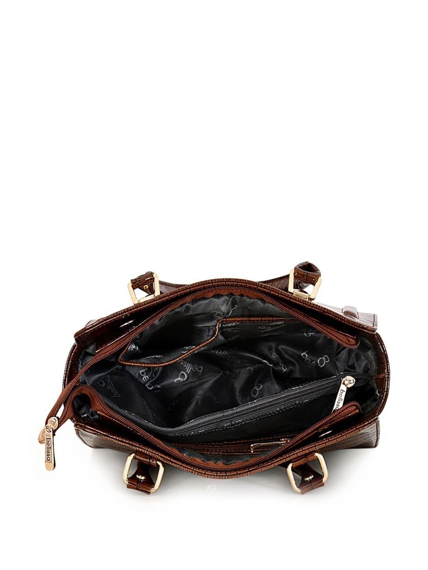 Bellissa Brown Textured Medium Premium Handbag