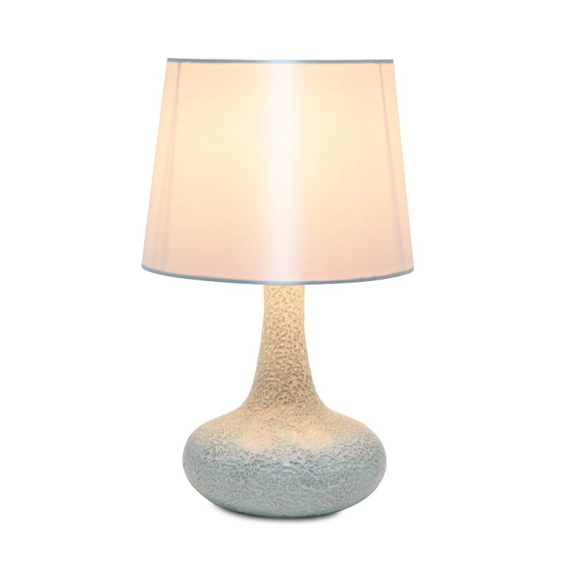 Mosaic Tiled Glass Genie Table Lamp with Fabric Shade White - Simple Designs