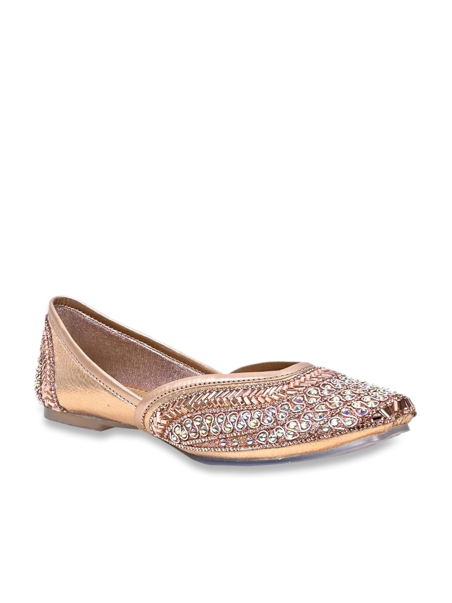 Jove Women's Rose Gold Ethnic Juttis