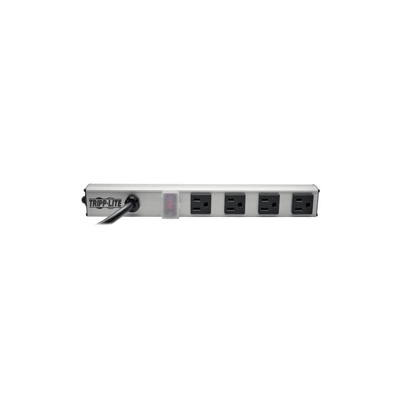 4 Outlet Bench Cabinet Power Strip 12 in Length 6ft Cord with 515P Plug PS120406BlackGray