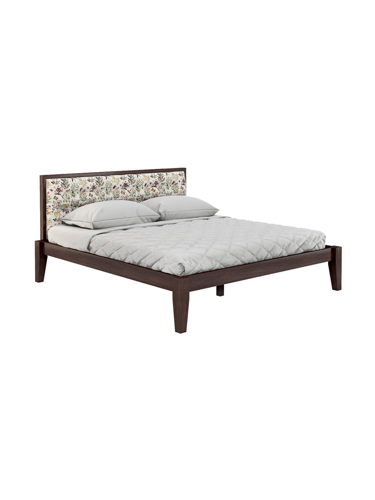Pure York Solid Wood Queen Size Bed in Brown Finish