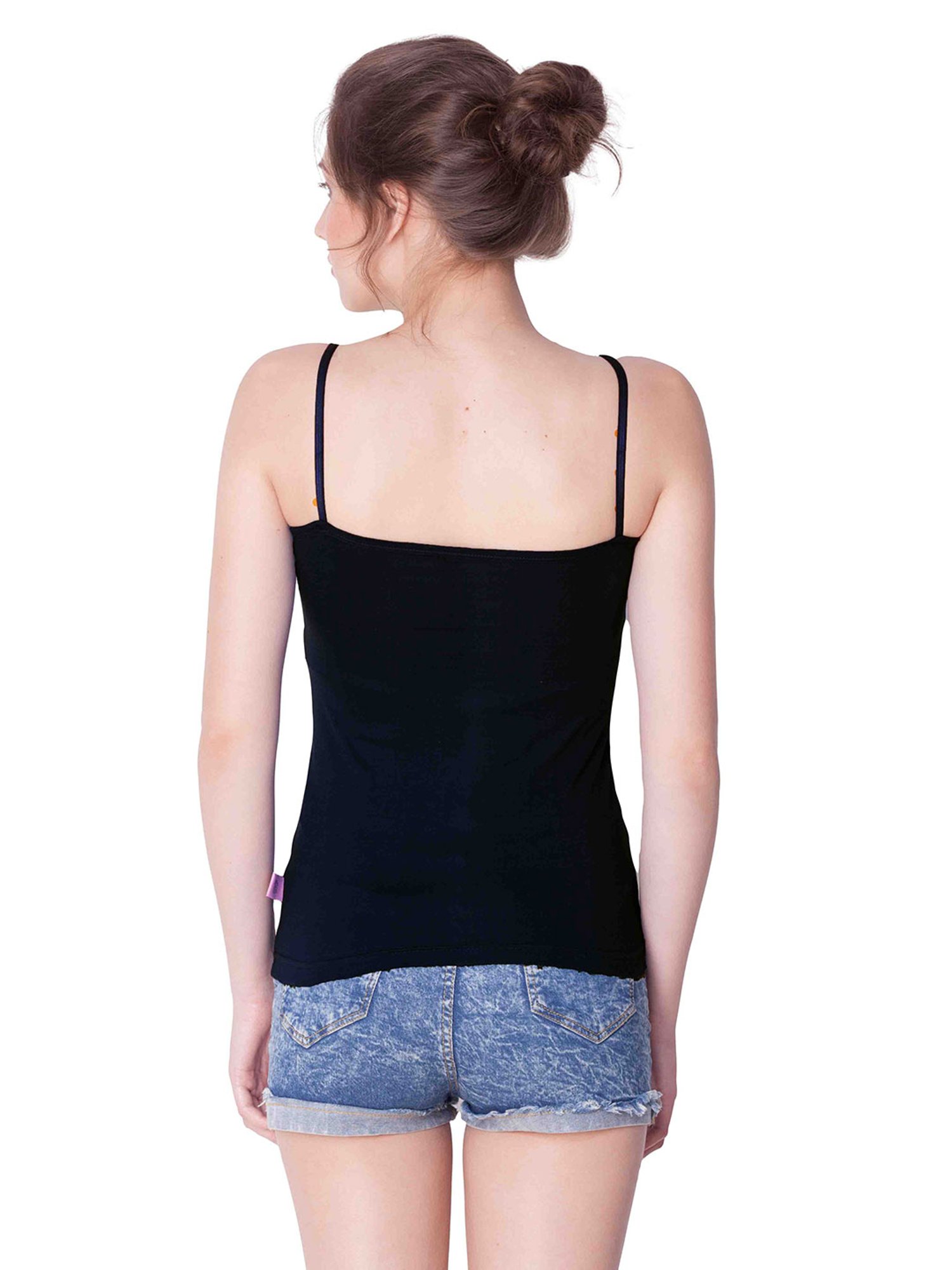 Dollar Missy Black Cotton Camisole (Pack of 5)