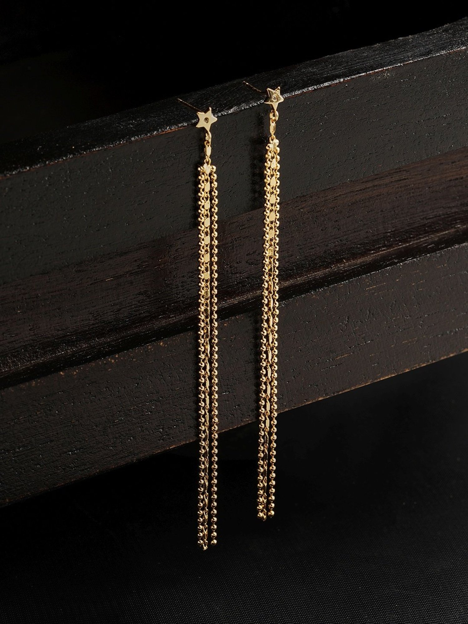 Accessorize London Gold Z Star Chain Long Drop Earrings