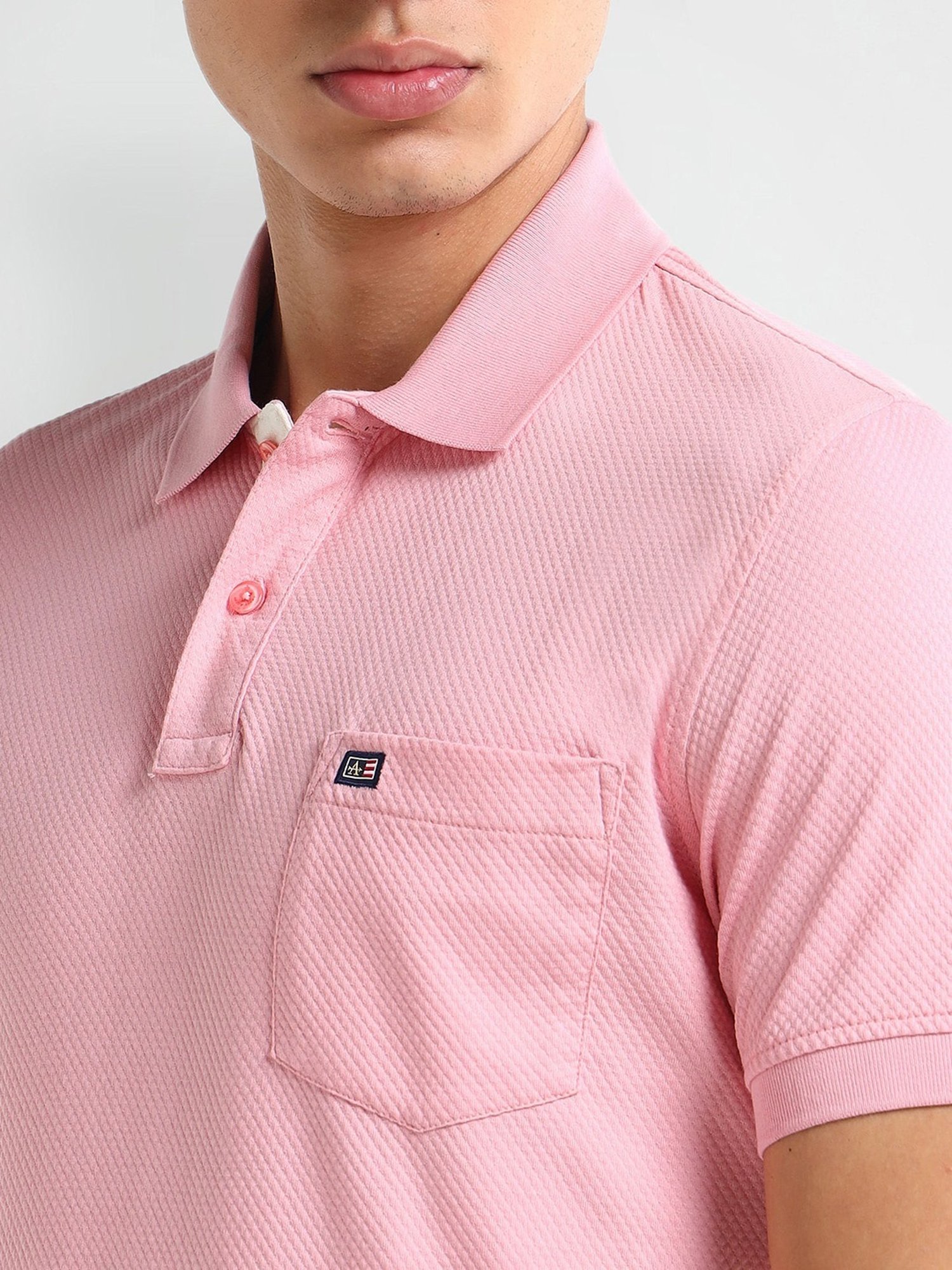 Arrow Pink Regular fit Self Polo T-Shirt