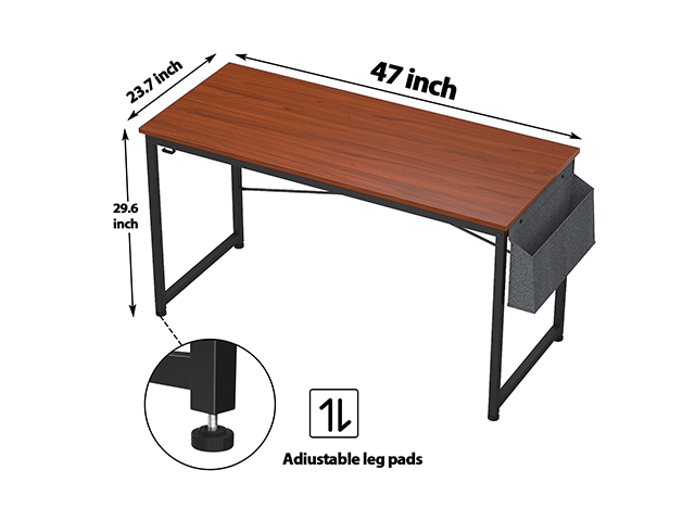Computer Desk 47 inch Home Office Writing Study Desk, Modern Simple Style Laptop Table with Storage Bag,Rustic Black,GT104