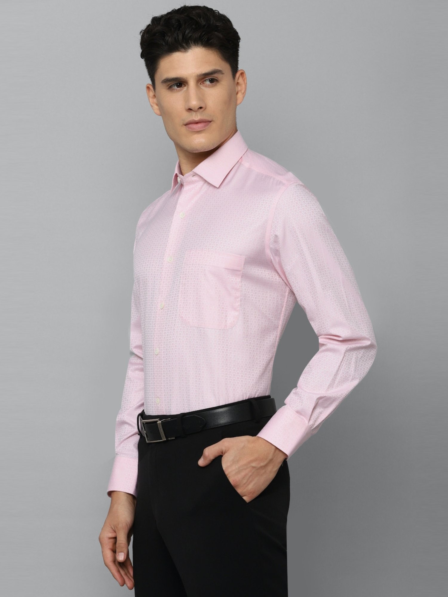 Luxure By Louis Philippe Pink Cotton Regular Fit Printed Shirt
