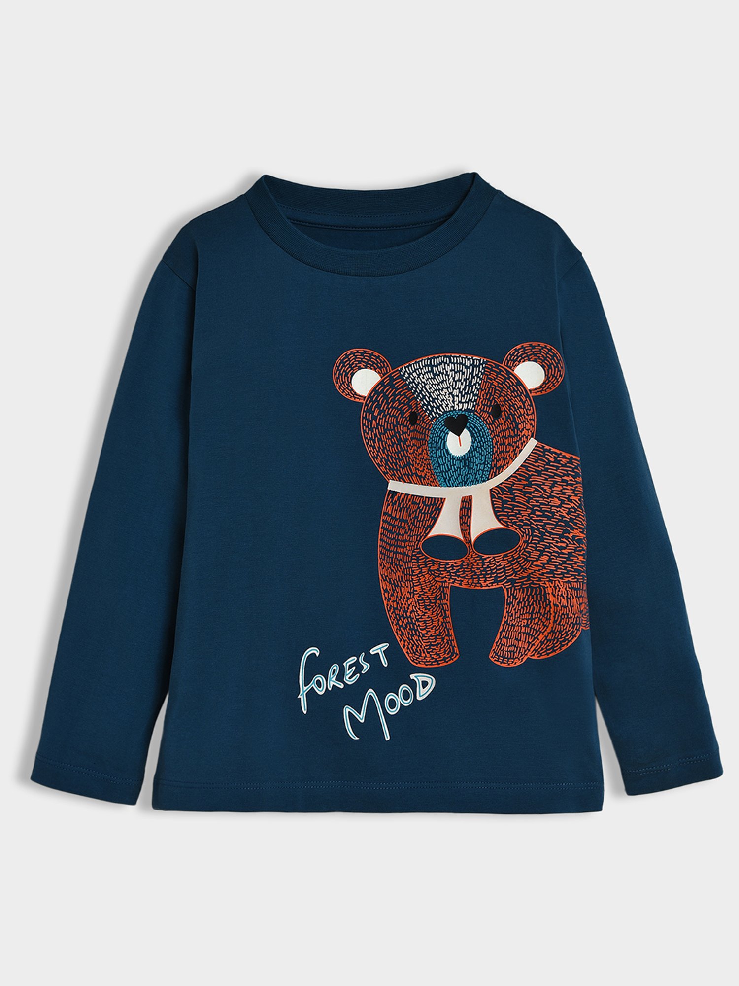 MiArcus Boys Navy Printed Full Sleeves T-Shirt