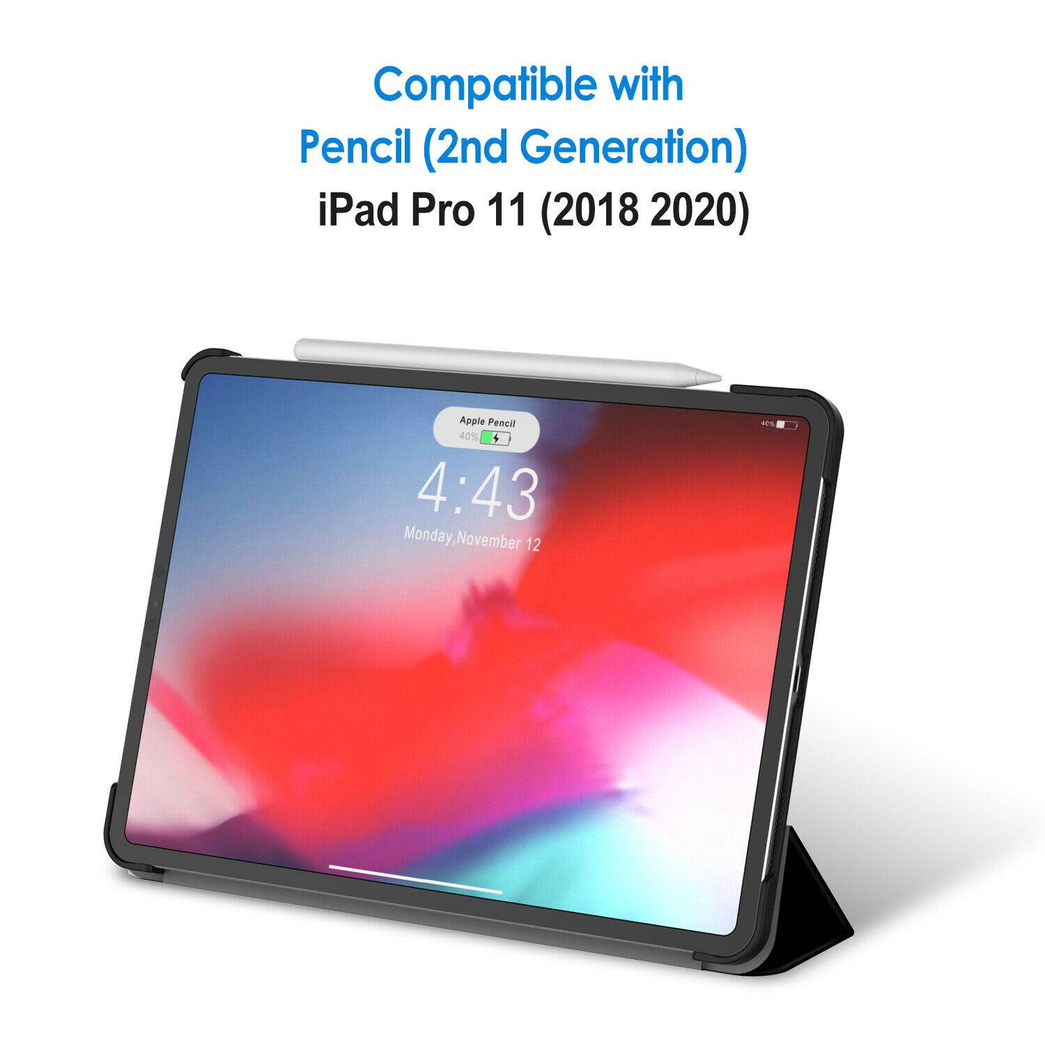 JETech Case for iPad Pro 11" 2018 (Supports Pencil) Smart Cover Auto Sleep/Wake