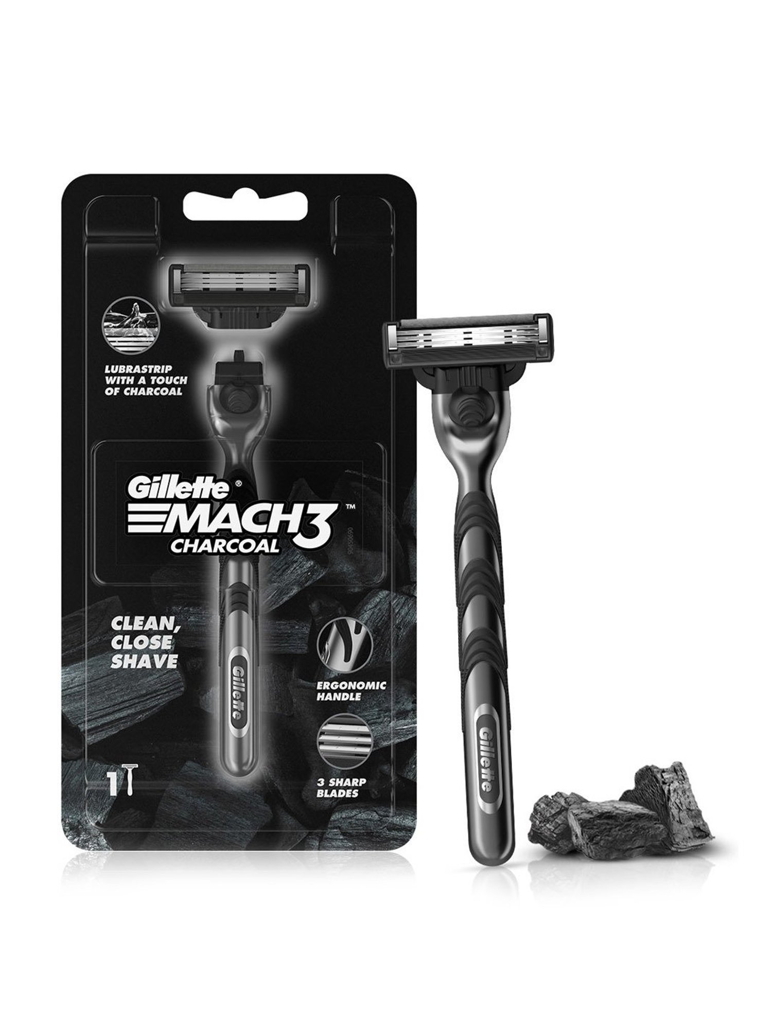 Gillette Mach3 Charcoal Shaving Razor for Men - 37 gm