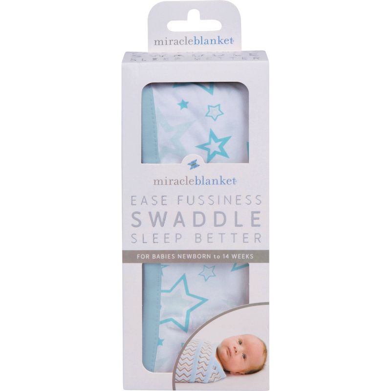 Miracle Blanket Swaddle Wrap Stars Aqua