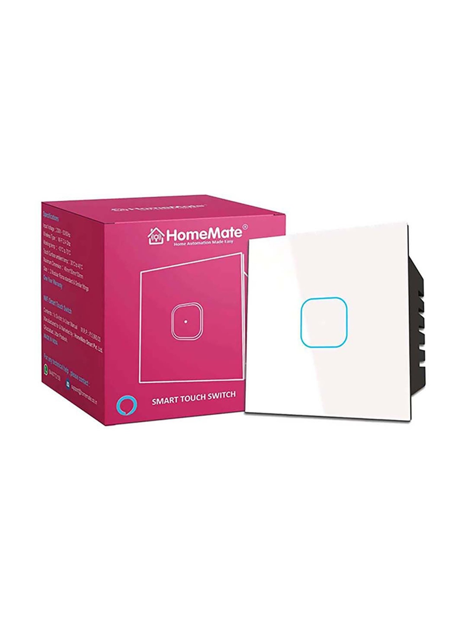 HomeMate 24A Smart Touch Switch Works with Google Assistant and Alexa (White)