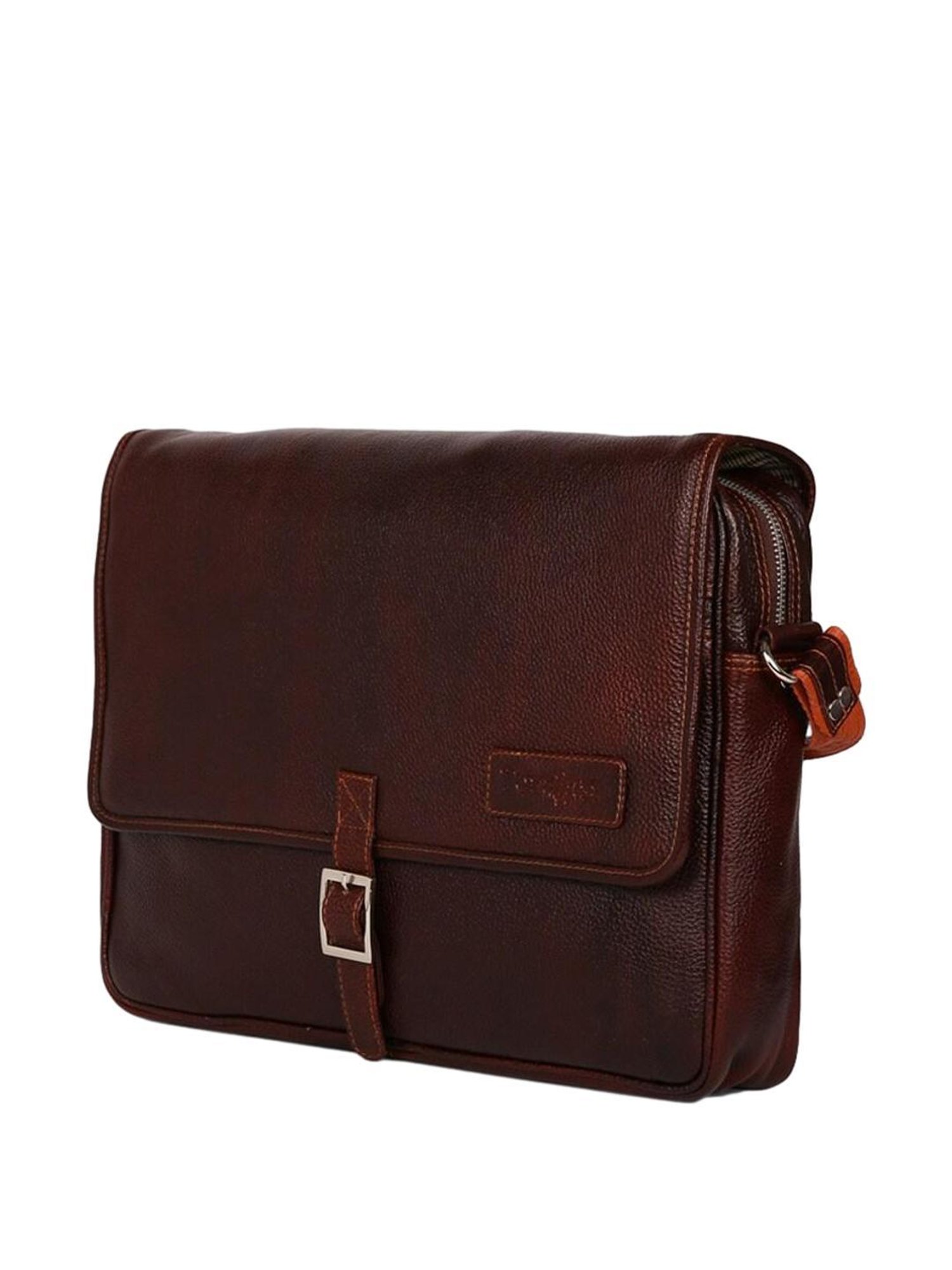 Tortoise Work Edition Mario Dark Brown Leather Medium Laptop Messenger Bag