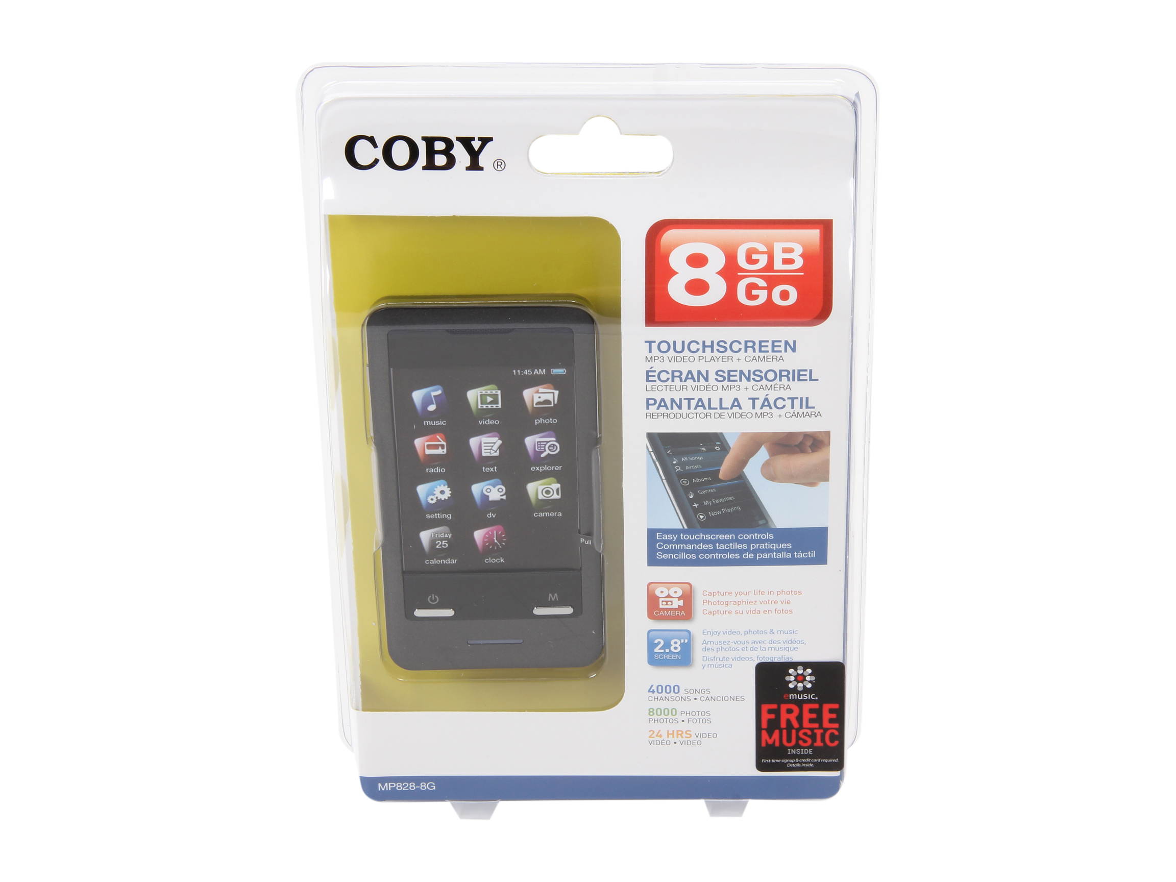 Coby 2.8" Black 8GB Video MP3 Player MP828