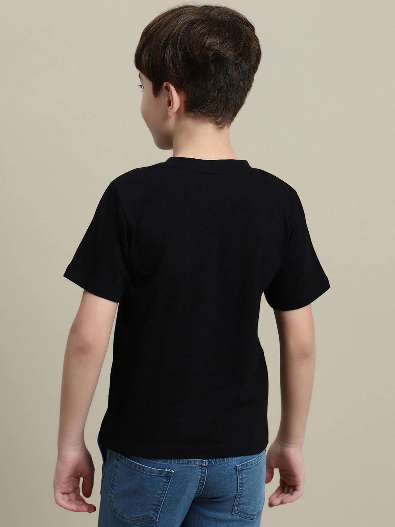 Kidsville Boys Black Cotton Printed T-Shirt