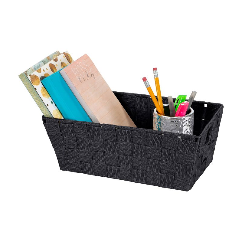 Simplify Small 6.5" Woven Strap Storage Bin Black