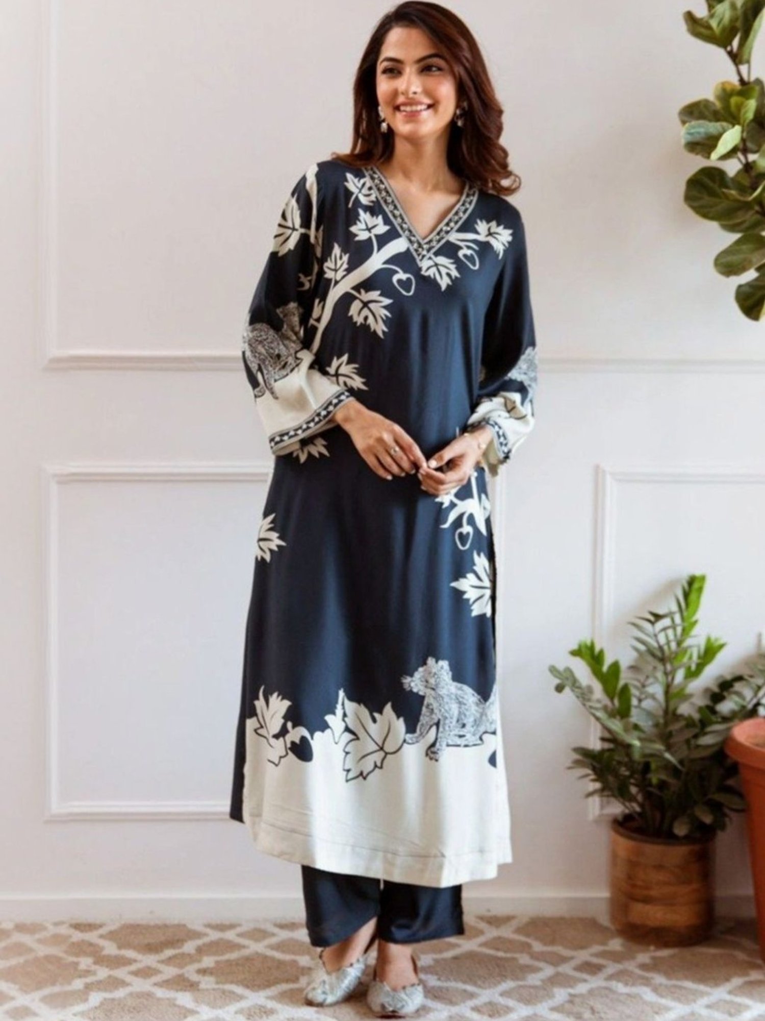 Autumnlane Blue Jagdeep Azure Printed Kurta with Pant