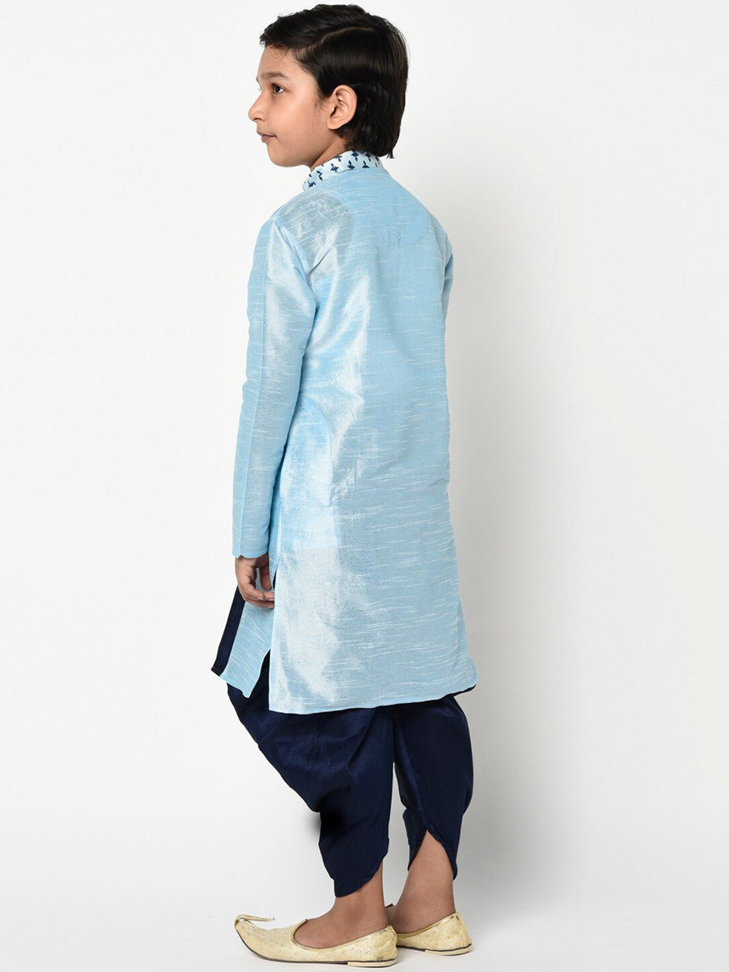 Deyann Kids Maroon & Gold Self Design Full Sleeves Kurta with Patiala