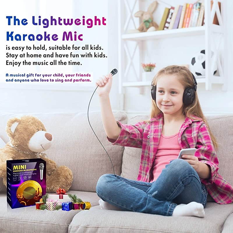 2PCS] Mini Karaoke Microphone,  Mini Voice Recording Microphone Portable Karaoke Mic for Singing, Recording, Voice Recording