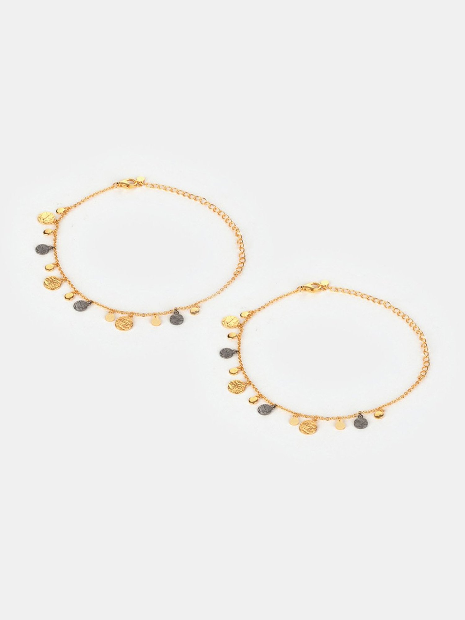 Shaya 92.5 Sterling Silver Meant to Shine Confetti Anklets in Gold Plating for Women