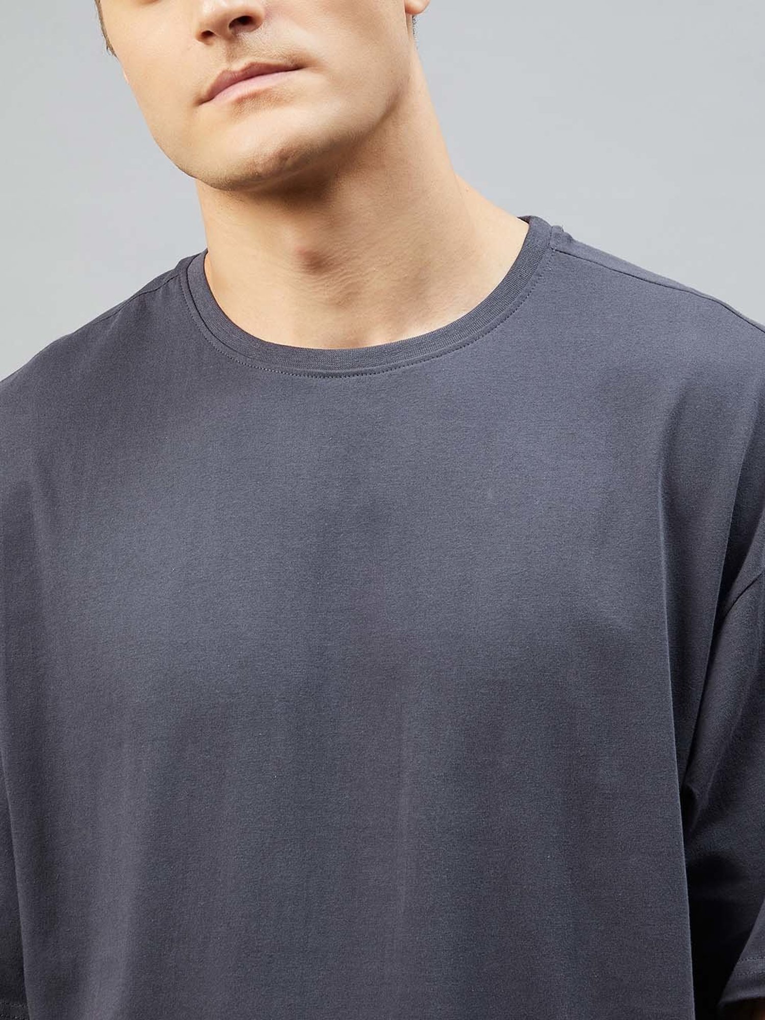 CHIMPAAANZEE Dark Grey Loose Fit Oversized Crew T-Shirt