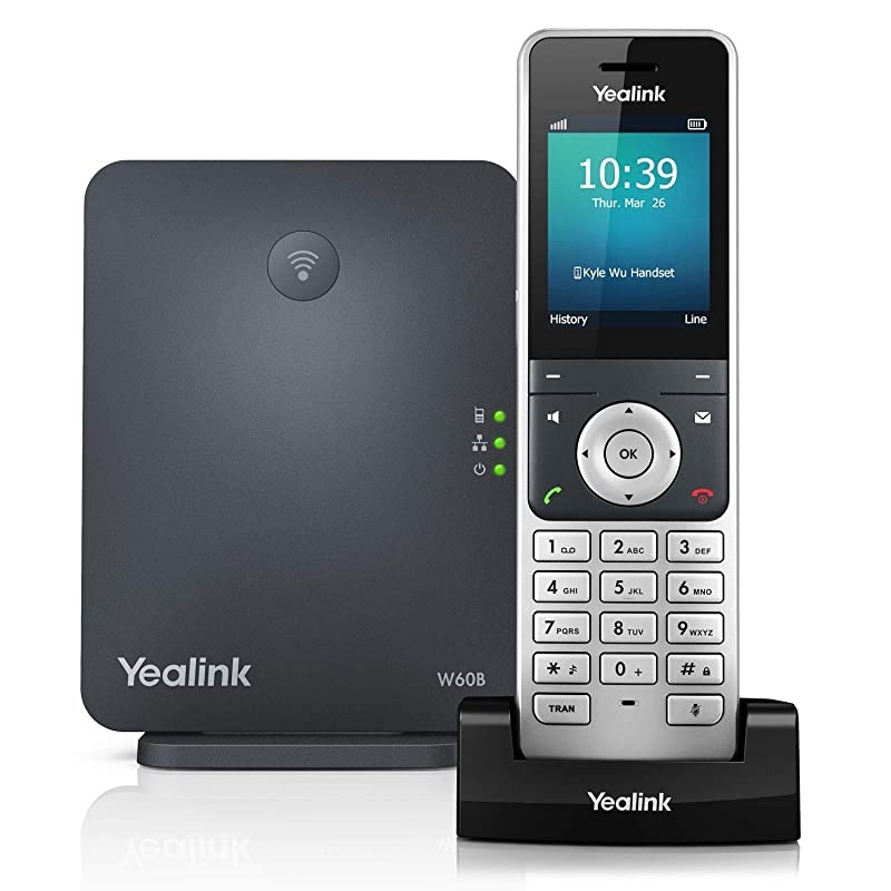 W60P Cordless DECT IP Phone and Base Station 24Inch Color Display 10100 Ethernet 8023af PoE Power Adapter Included