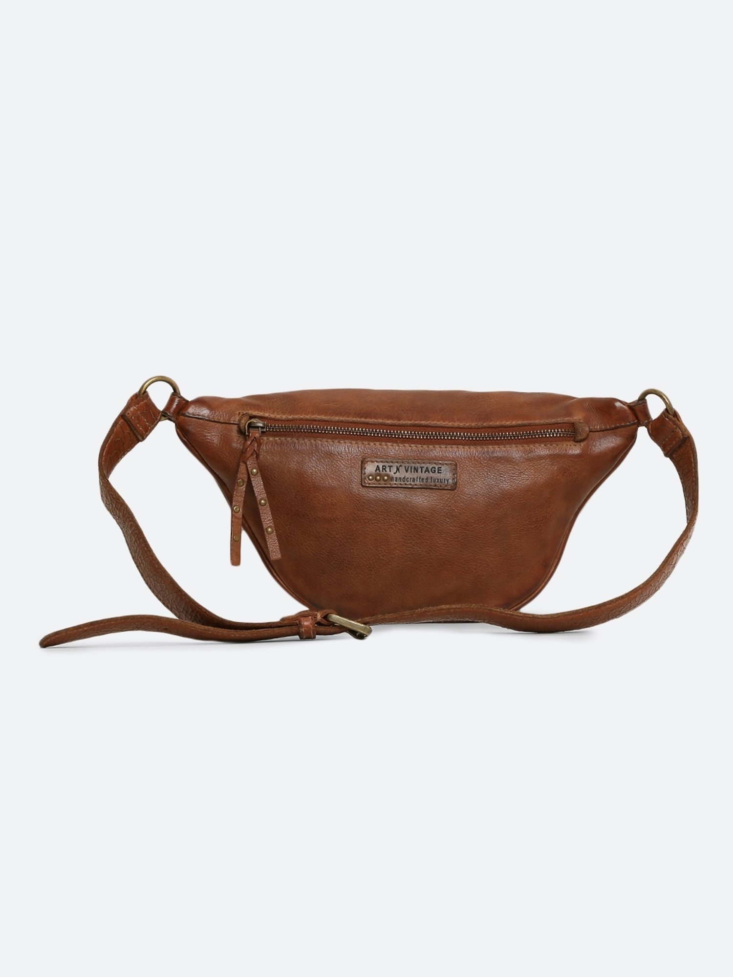 Art N Vintage Biker Cognac Leather Textured  Waist Pouch