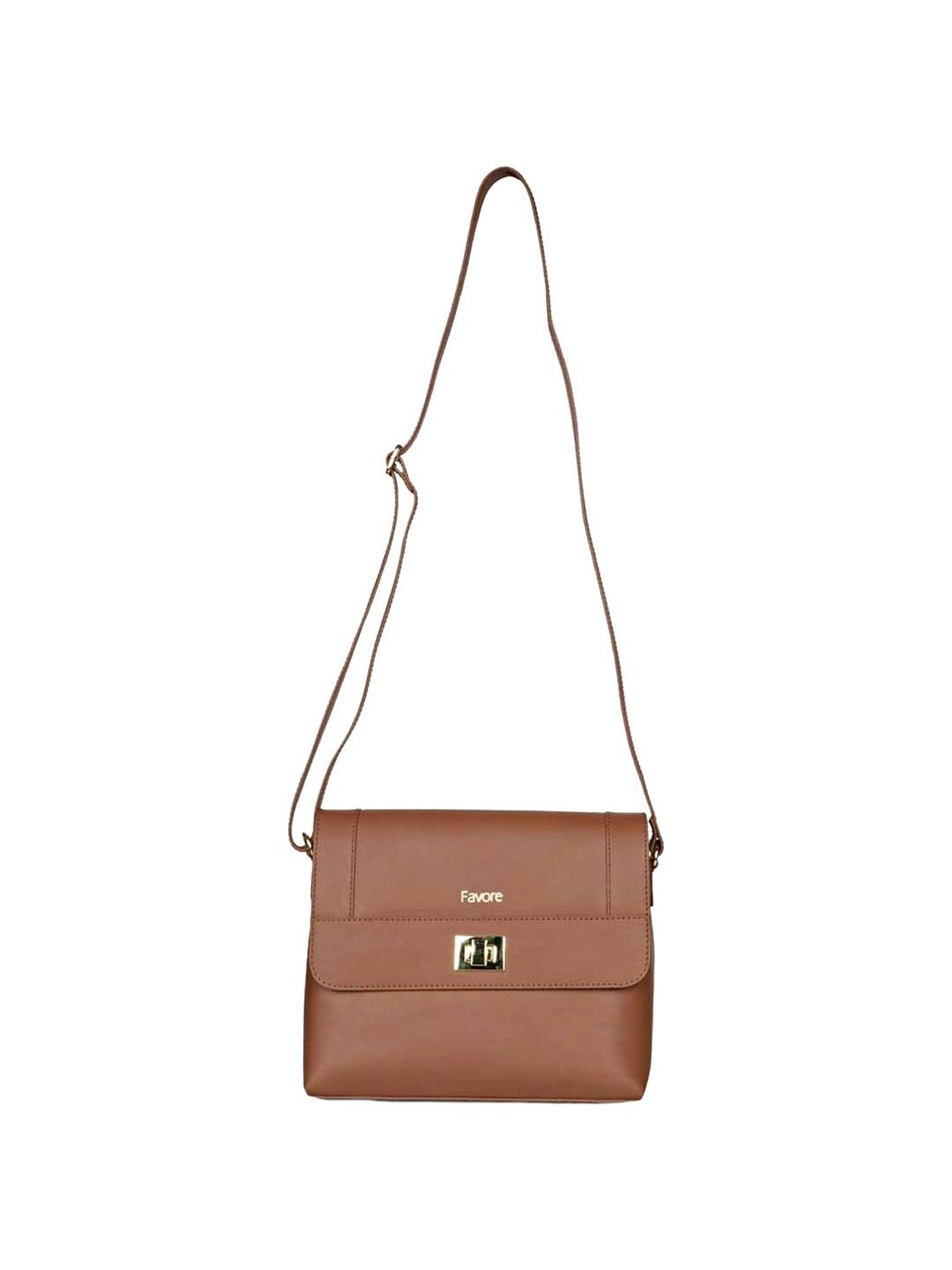 Saint G Tan Solid Medium Sling Handbag