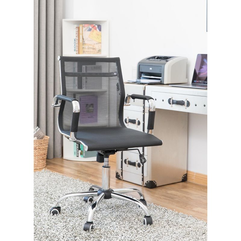 Bold Tones Mesh Swivel Office Chair with Adjustable Height and Casters, Black