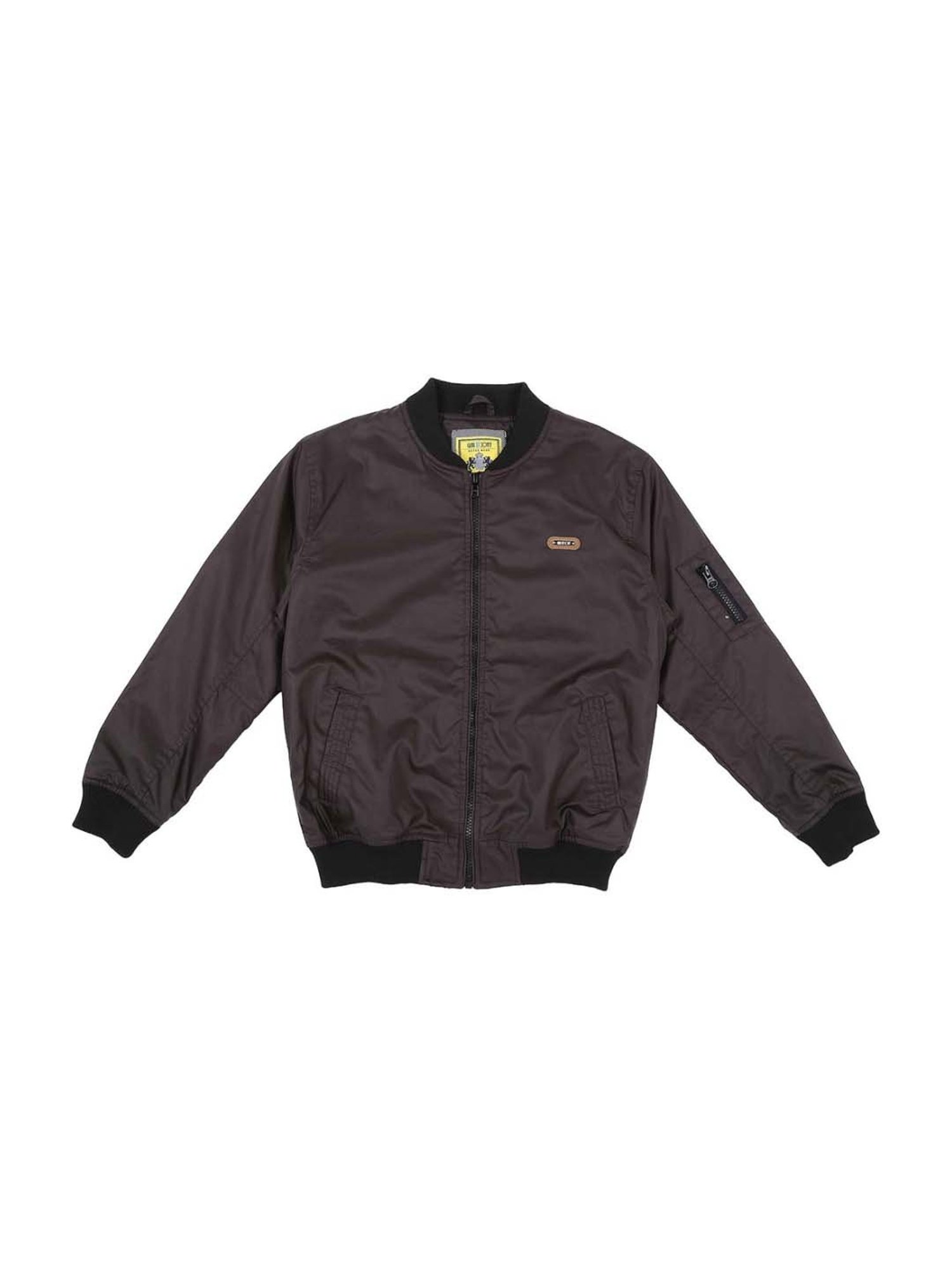 Gini & Jony Kids Brown Band Neck Jacket