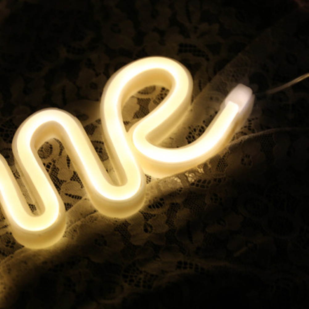 Home Neon Lamp Wall Hanging LED Night Light for Birthday Wedding Party Bedroom Wall Hanging Decor - Warm White